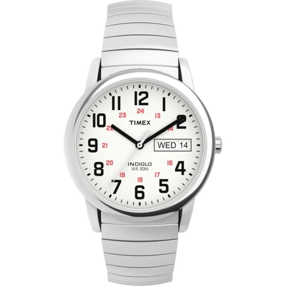 Timex Easy Reader Day Date Expansion Extra Long Band 35mm BIG & TALL Men’s NEW